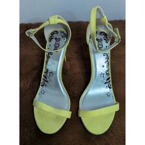 Brash Yellow Strappy Stiletto Heels Ankle Strap Sandals Women's Size 9W
